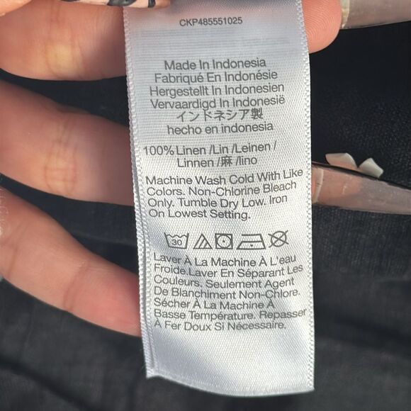 Madewell V Neck Mini Dress 100% Linen‎ Womens XXS Black - Picture 6 of 8